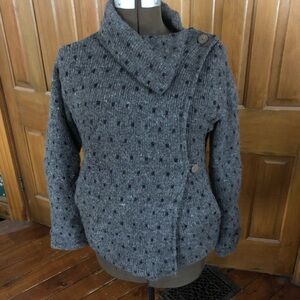 Vtg Wrap Style Fleece Lined Wool Sweater